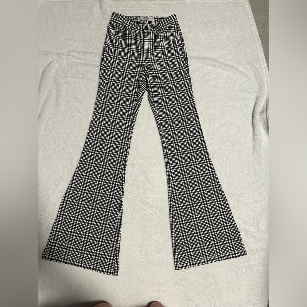 Hollister Ultra-High Ride flare tailored pants in gingham print